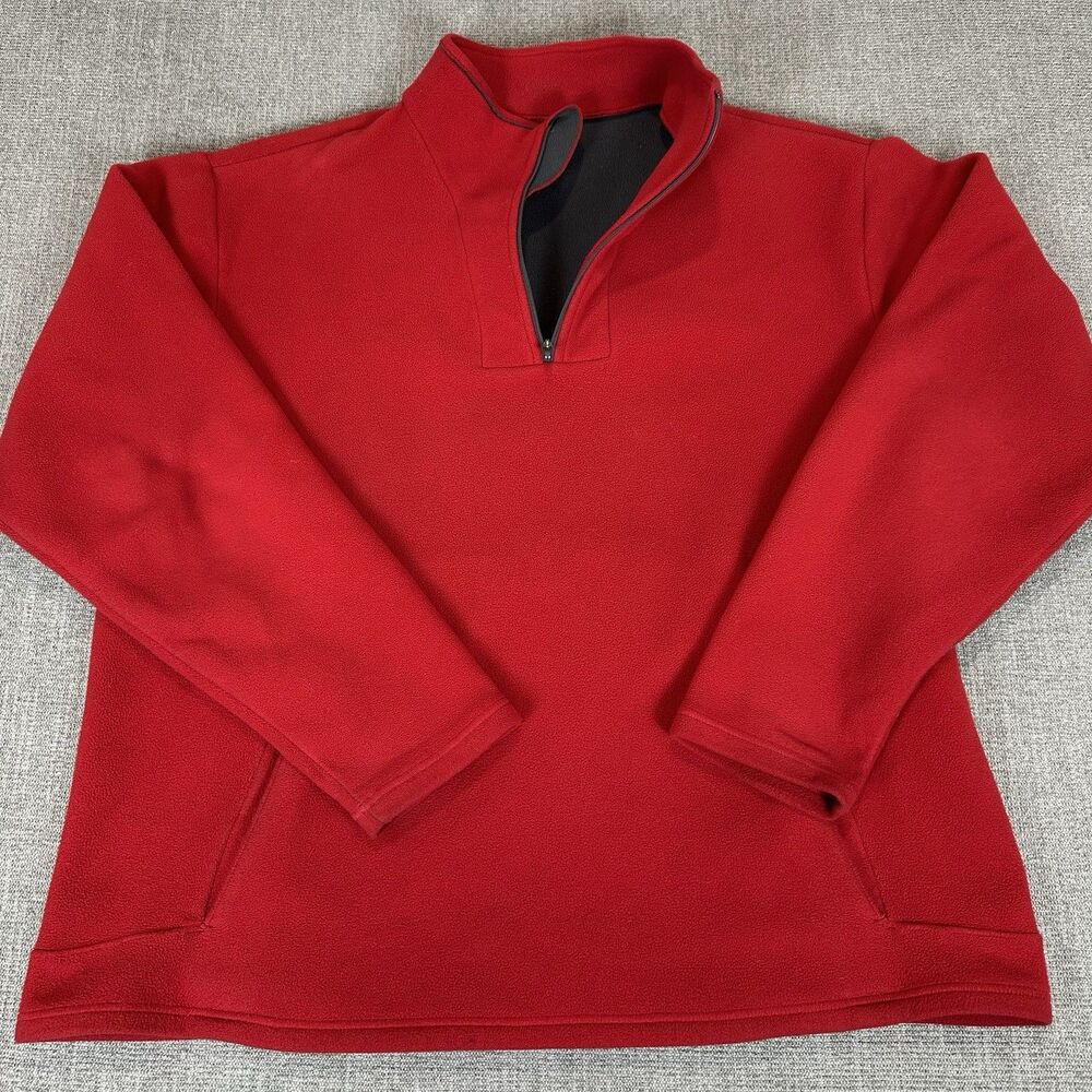 Nike Fleece Jacket Mens L Red 1/4 Zip Therma Fit Heavy Fleece Pockets Black Tag